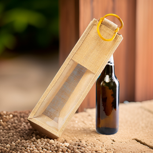 Transparent Bottle Bag With Bamboo Handle