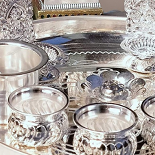 Elegent Pure German Silver Puja Thali Set