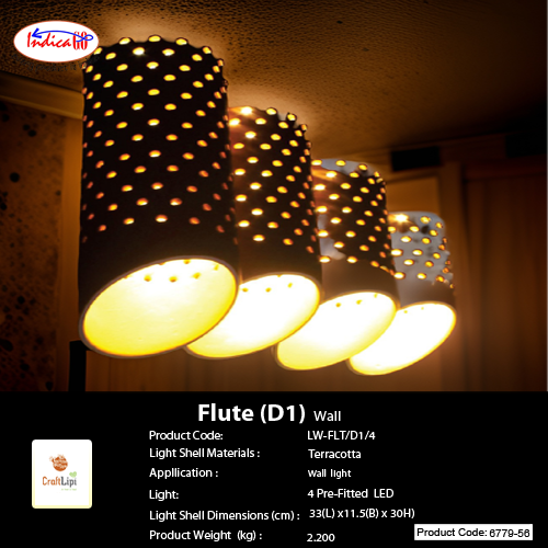 FLUTE Wall Lights with Wooden Base