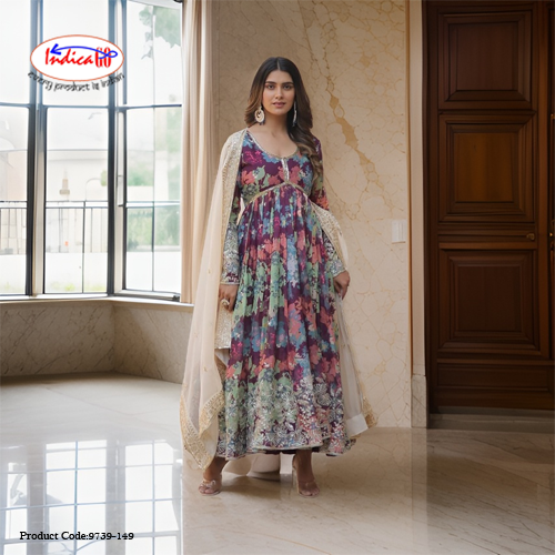 Premium Readymade Alia Cut Gown With Dupatta Set