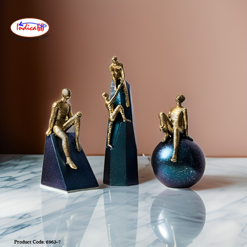 Home Decore Sculpture Abstract Resin Meditation Office Decor Figurines for Interior (set of 3)
