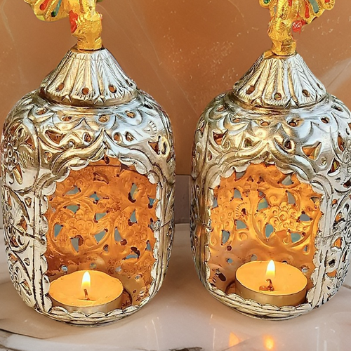 Beautiful German Silver Polished Candle Holders set