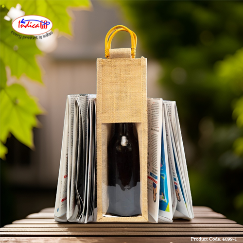 Transparent Bottle Bag With Bamboo Handle