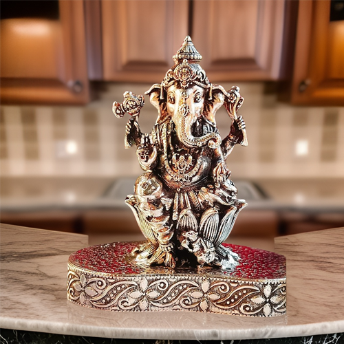 Beautiful Traditional German Silver Plated Ganesh Murti