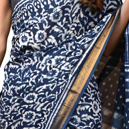 Maheshwari border silk saree with blouse piece