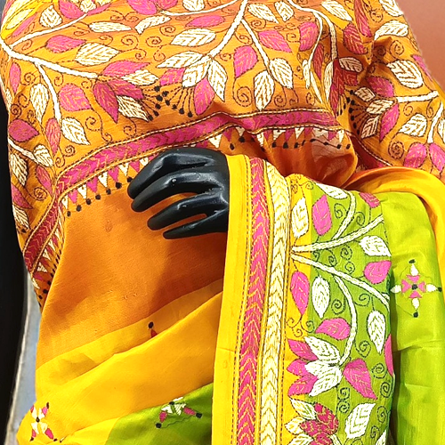 3D Katan Kantha Stitch Saree With BP